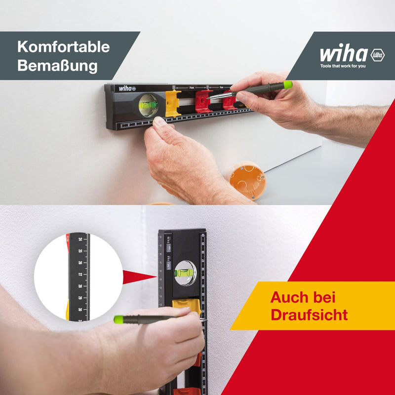 Wiha Spirit Level Electricians (42074) 40 cm with Marking Aids for Electrical Installation Work for Professionals Distance Marking for Flush-Mounted Boxes Perfect View of Levels | (42074) for electrical installation work, distance marking, flush-mounte...