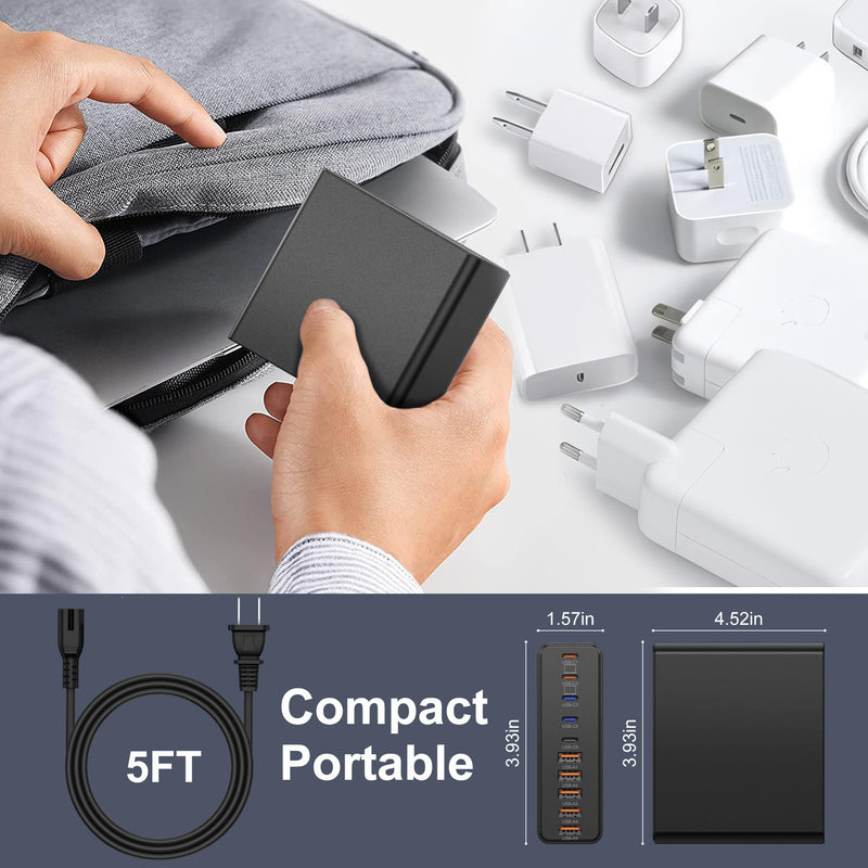380W USB C Charger,10-Port USB C Charging Station GaN III Fast Charging Station Hub Laptop Adapter for MacBook Pro/Air,iPad,iPhone,Dell XPS,Samsung Galaxy(Black)