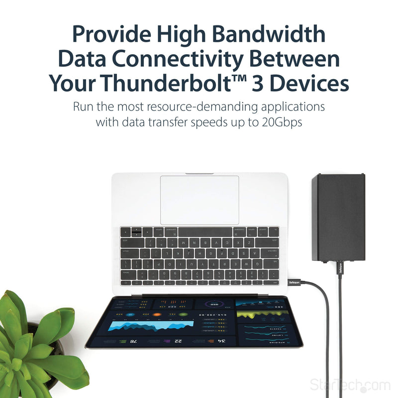 StarTech 6.6ft/2m Passive Thunderbolt 3 Cable 20Gbps, 4K60, 100W, Certified 6ft 20Gbps | Black