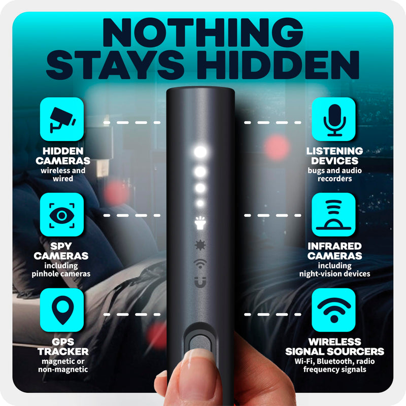 Hidden Camera Detectors – Mini Security Device for Audio Video Wireless Threats, Hotel Safety, Home Privacy and GPS Tracker Detection, Pen RF Spy Cam Voice Recorder Bug Finder for Travelers