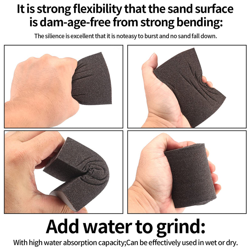 Aoyfuwell 12 pieces sanding sponge, sanding blocks, hand sander, 60/80/100/120/180/220 grit sandpaper washable reusable for sanding, polishing metal, wood, steel, stainless steel