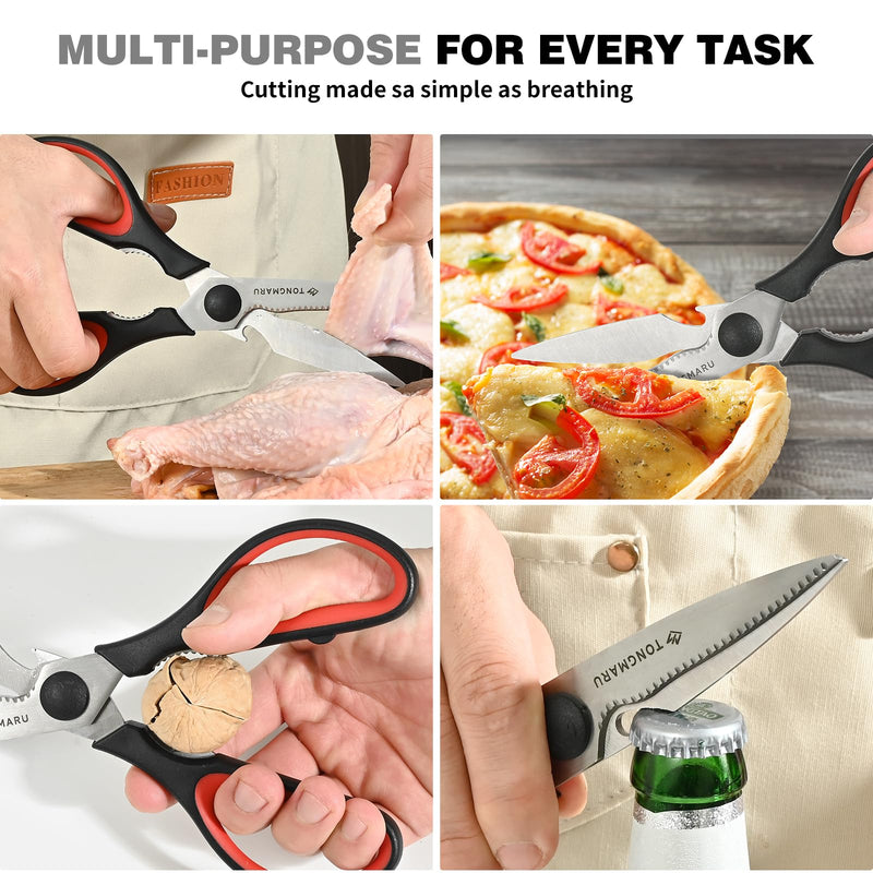 Kitchen Cooking Shears Heavy Duty Kitchen Scissor with, Detachable, All Purpose Scissors, Dishwasher Safe Scissors, Serrated Blades, Nutcracker and Bottle Opener function included (2 Pack) 2