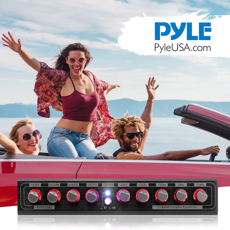 PyleUsa 5 Bands Graphic Equalizer with SUB Volume Adjustable for Subwoofer Channel, Built in Bluetooth for Wireless Music Streaming, Stereo RCA Output, Aux RCA Input, Mounting Hardware Included 5 Band