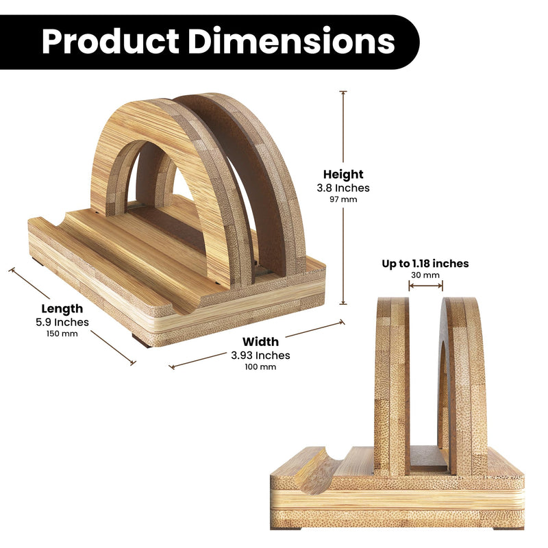 Kothar Premium Wood Vertical Laptop Stand - Adjustable Single Slot Bamboo Holder for MacBook, Dell, HP, and More | Space-Saving Desktop Organizer | Eco-Friendly, Sleek & Durable Design Natural