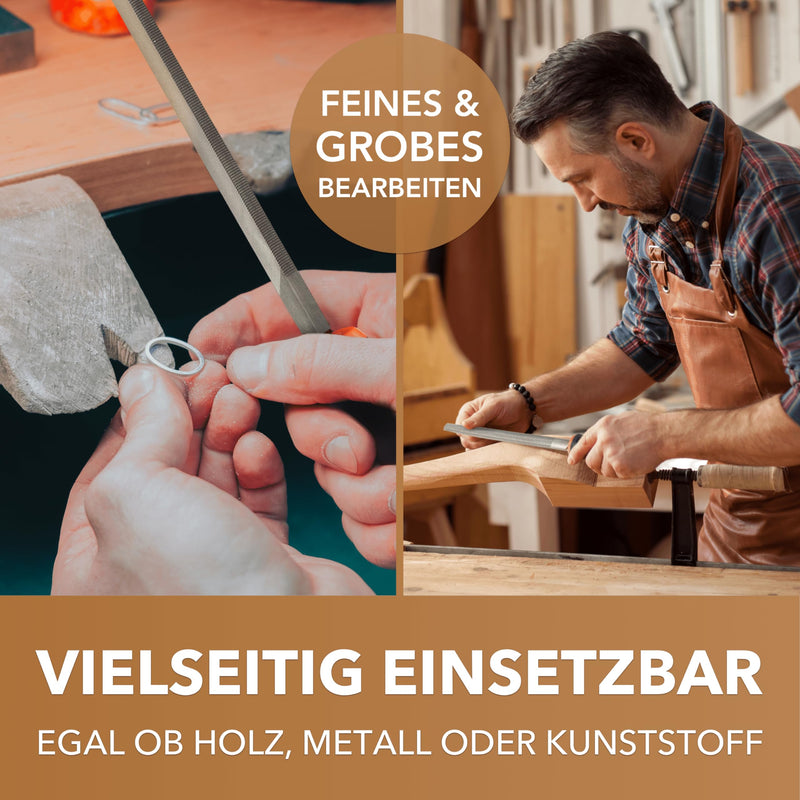 KRONEG file set - [21-piece] file set - high-quality steel metal files for wood, metal & plastic - file set with cross cut - key files - including carrying case, wire brush & 4-in-1 file