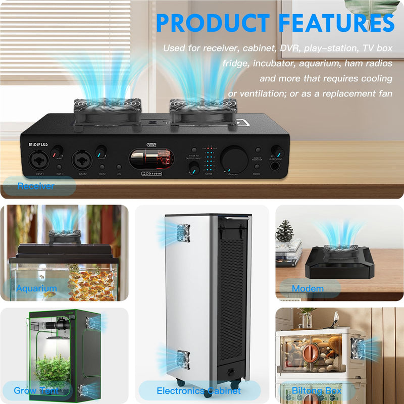 Computer Fan with AC Plug, Yeuzbur 110v 120v 220v Fan with Variable Speed Controller for DIY Cooling Ventilation Exhaust Projects