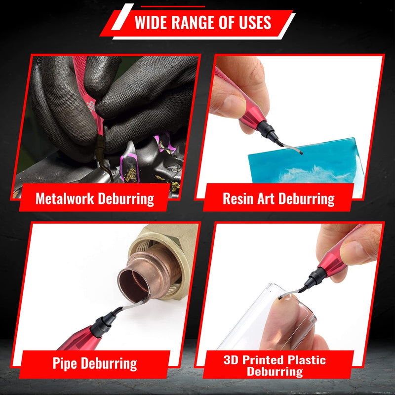 AFA Tooling - Deburring Tool with 41 High Speed Steel Blades - Works on Metal, Resin, PVC Pipes, Copper, Plastic and 3D Printed Edges - Plumbing & 3D Printing Burr Removal Reamer Tool 41 Blades (Mixed 4 Types)
