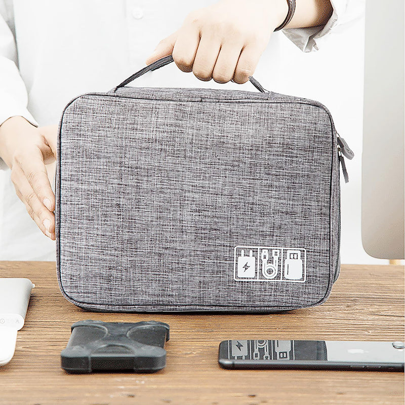 Organizer Bag Big Case Cable Electronic Devices Travel Pouch USB Charger Accessories Mouse Phone USB Cable SD Power Bank Earphone Sky Blue