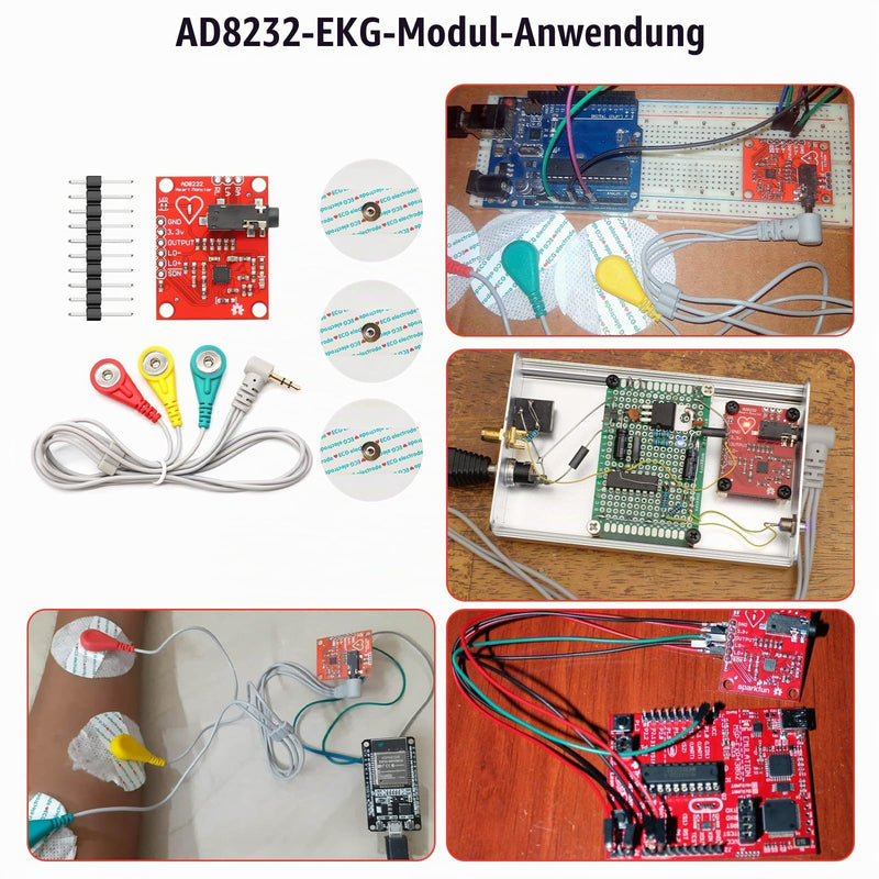 ad8232 ECG Module Kit Binghe AD8232 ECG Measuring Coil Sensor for Heart Rate Monitoring with Dupont Cable Compatible with Arduino