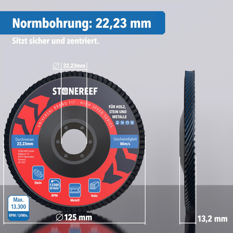 Serrated Discs 125 mm Set of 4 Roughing Discs Zirconia Corundum for Metal | 4 slat discs 125 x 2.0 x 22.23 mm for all standard angle grinders 125 mm, 4 pieces