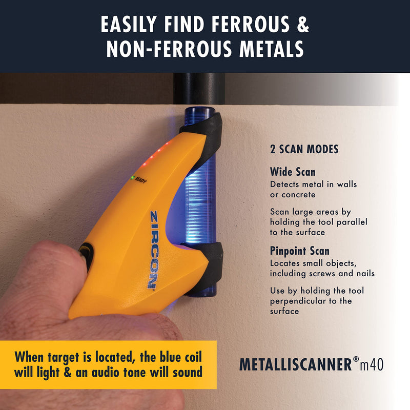 Zircon MetalliScanner m40 Handheld Electronic Metal Detector Standard Packaging