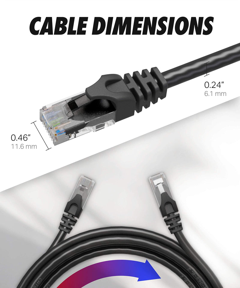 Ultra Clarity Cables Cat6 50 ft Ethernet Cable, RJ45, LAN, utp, Cat 6, Network, Patch, Internet Cable - 50 Feet 50ft Cat 6 Black