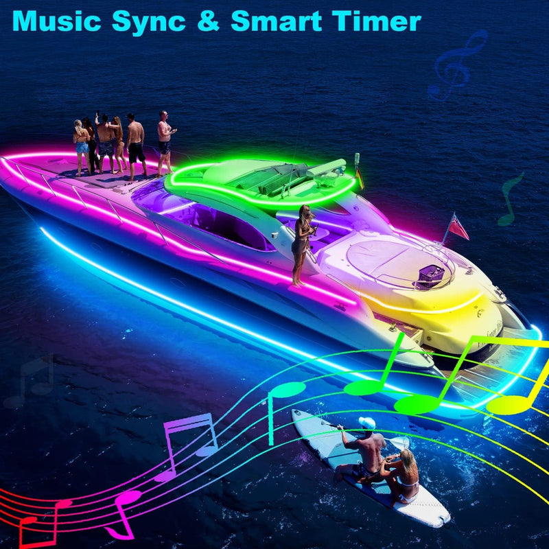 Boat Led Light 33FT, 12V RGB Waterproof Pontoon Boat Lights Exterior | IP67 Upgraded Marine Boat Interior Lighting with App for Pontoon, Deck, Bass , RV, Fishing Kayak