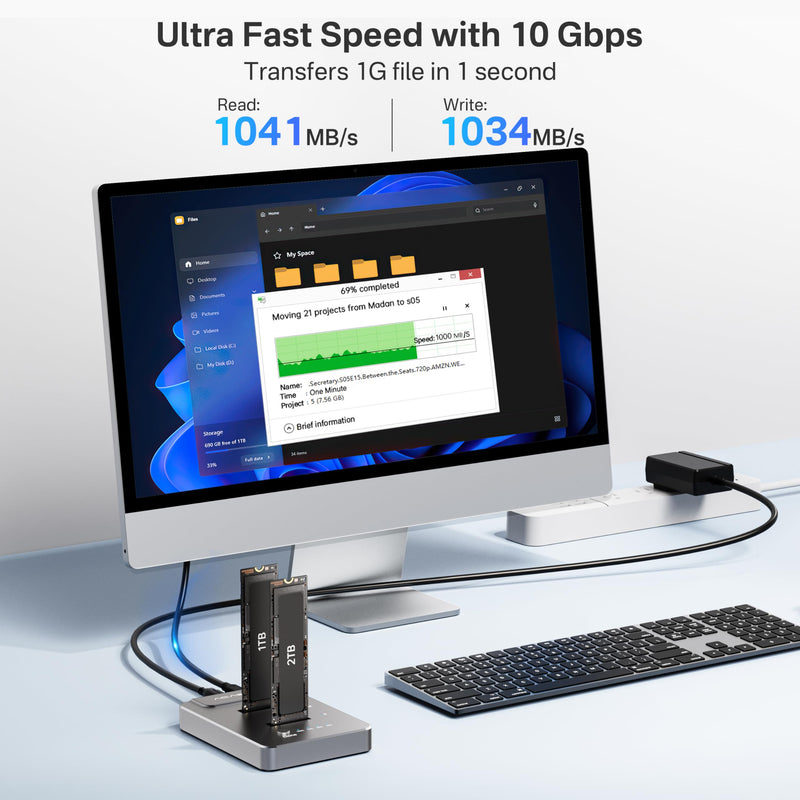 ACASIS NVMe M.2 Duplicator, M.2 ssd cloner Dual-Bay Offline Clone, USB C to NVME Docking Station for M2 SSD M Key Hard Drives Enclosure