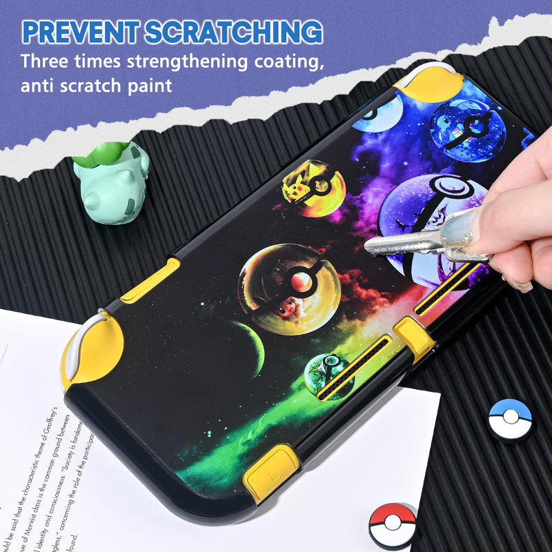 DLseego Cartoon Balls Switch Lite Protective Case Cool Hard PC Shell Shockproof Scratch Resistant Cover Joy Con Japanese Amine Skin with 2PCS Blue and Red Balls Thumb Grips Caps for Switch 2019 colorful