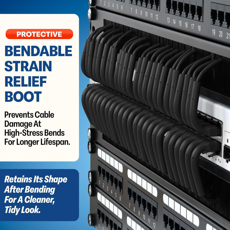Everest Ultra Slim Cat6a Ethernet Patch Cables 1ft (24-Pack) Black - 10GB Cat 6a Patch Cable - Bendable, Flexible & Thin Ethernet Cable - Space Saving 32AWG 550MHZ Cat6a Cables - 100% Copper Wires 24-Pack