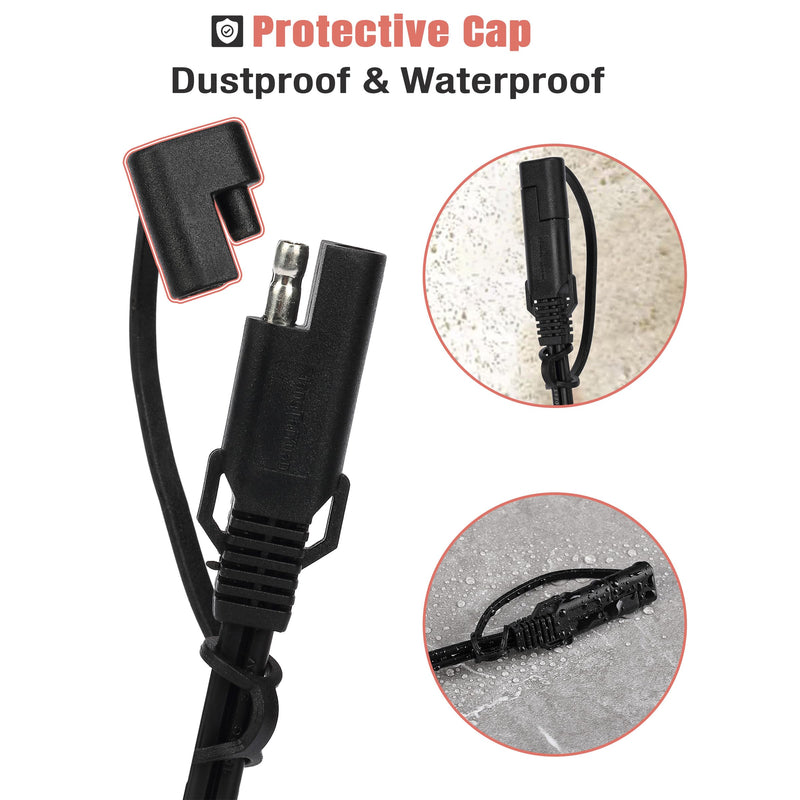 Bates- SAE Battery Connector, 2 Pack, 2 FT, SAE to O Ring Terminal Harness, 2 Pin Battery Connector, SAE Connector, Battery Quick Connect, SAE Extension Cable, Battery Cable Connector, SAE Adapter