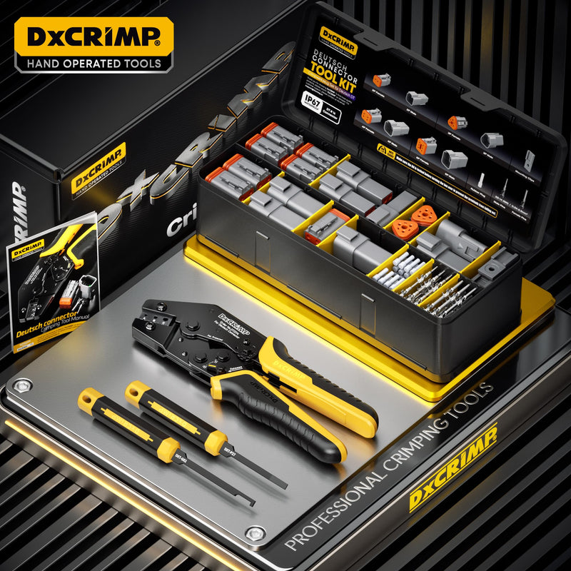 Deutsch DT Series Connector Crimping Tool Kit, 2/3/4/6 Pin Waterproof Automotive Electrical Connectors with 22–14 AWG Deutsch Crimp Tool & Pin Removal Tool for Automotive Wire Harness Repair DT Series | 2-6 Pin | Size 16