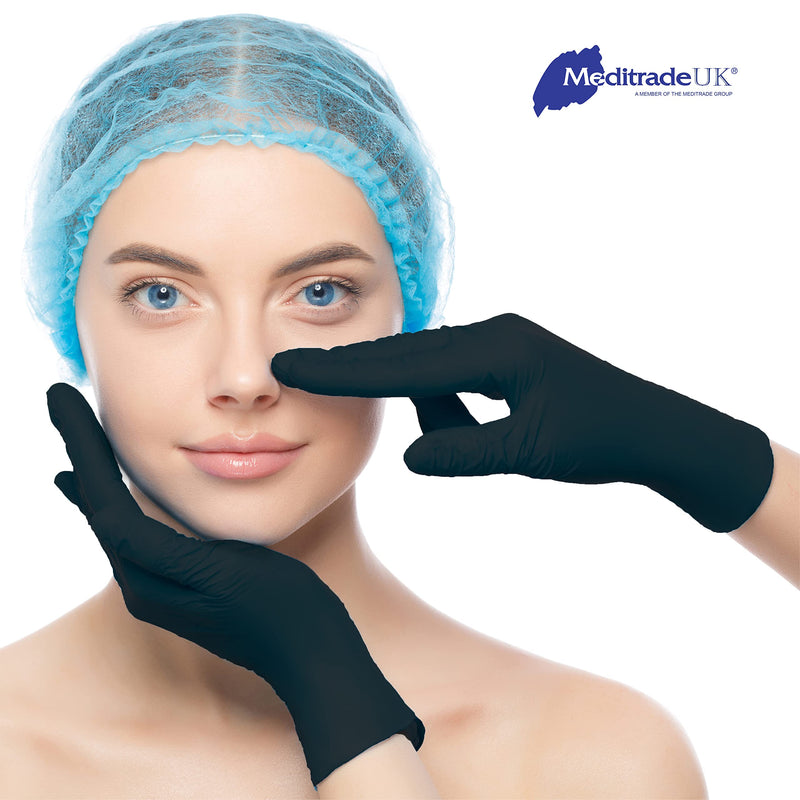 Meditrade Nitrile Disposable Gloves Black - Powder-Free, Latex-Free, Micro-roughened, Food Safe, Examination Gloves & Protective Gloves - Medium 1