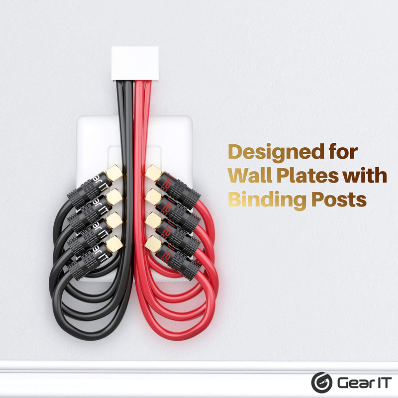 GearIT Right Angle Banana Plugs for Speaker Wire (6 Pairs, 12 Pieces), 90 Degree Pin Plug Type, (Non Conductive Coating) Spring Clips Speaker Banana Jack Terminals (Support 12 AWG to 20 AWG Wires) Banana Plugs (90 Degree Right Angle )