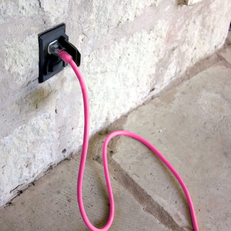25 ft Outdoor Extension Cord Waterproof - 14 Gauge Heavy Duty Extension Cord 25 ft - Lighted Outdoor Extension Cords - Watts Wire - 25' Grounded - extensiones electricas Pink