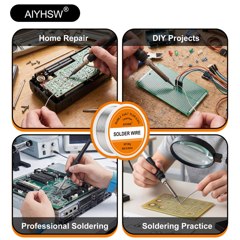Lead-Free Soldering Wire 1.0 mm 20 g, Solder with Flux Soldering | 99.3 Cu0.7, Electronic Solder Wire Rosin Core for the Repair and DIY of Electronic Electrical Soldering Components 1.0 Mm.