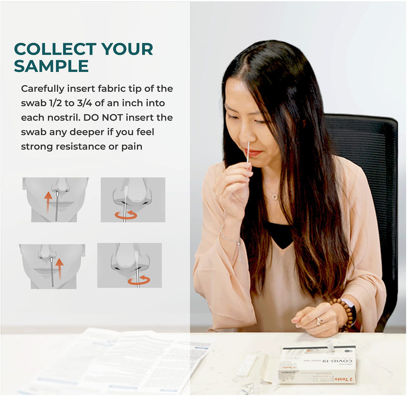 COVID-19 Antigen Home Test, FDA EUA At-Home Self Test, Non-invasive Nasal Swab, Easy to Use & Results Within 15 Minutes (1 Pack, 5 Tests Total)