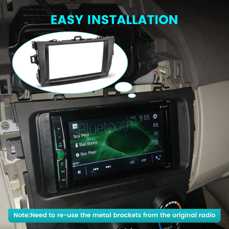 Double DIN Radio Dash Kits for Toyota Corolla 2009-2013, Double Din Radio Mount Housing Bracket Installation Trim Bezel Kit Installation Aftermarket Stereo