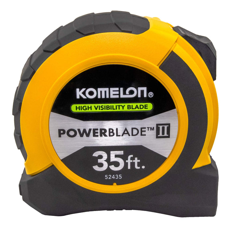 Komelon 52435; 35' x 1.06" Powerblade II Tape Measure, ABS Case, Black/Yellow, Small Standard Lock - 35FT 10.7 m