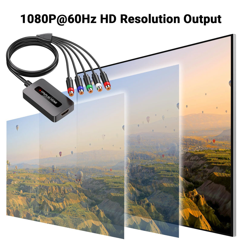 1080P Female Component to HDMI Converter, YPbPr to HDMI Converter for Connecting Old Game Consoles with Male Component to HDTVs