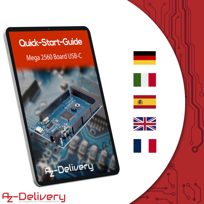 AZDelivery 1 x AZ-MEGA2560 Board Microcontroller with USB-C Connection Development Board Compatible with Arduino Includes E-Book 1x
