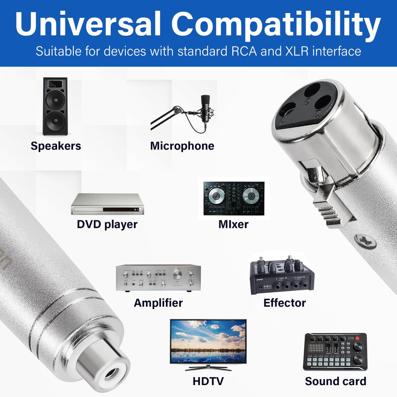 RCA to XLR Adapter 2 Pack, RCA Female to XLR Female Adapter,RCA Female to XLR Connector XLR Female to RCA Female