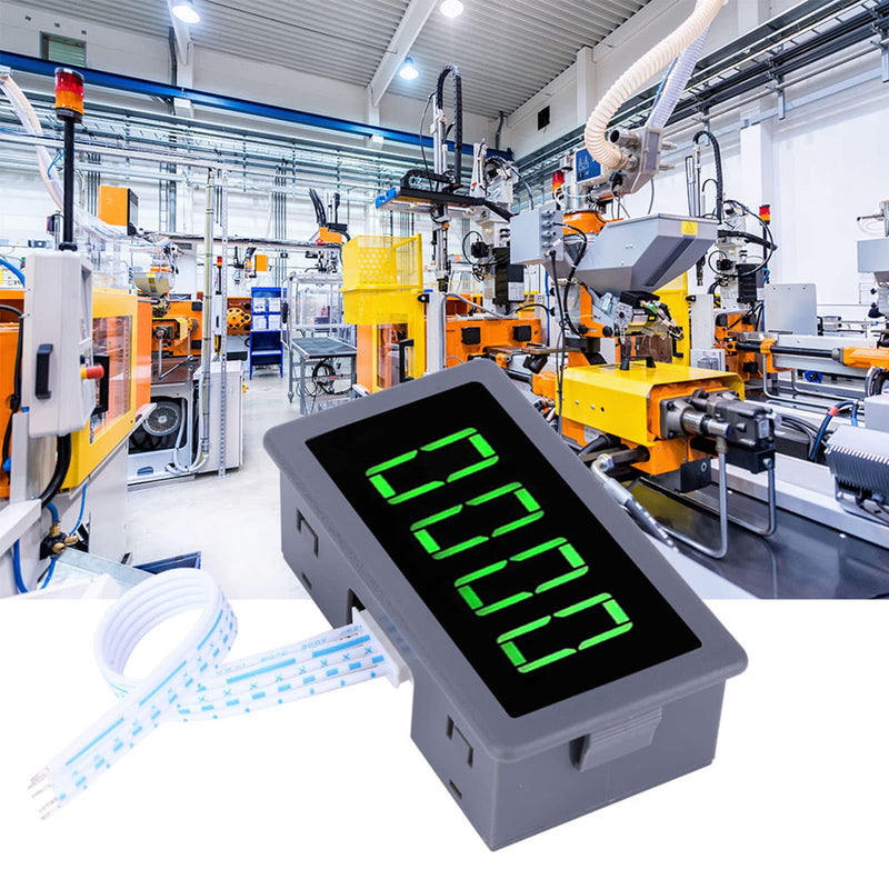 Motor LED Speedometer, DC 8-24V 40mA 10-9999RPM 4 Digital LED Tachometer Tachometer with Hall Proximity Switch Sensor NPN Green for Industry