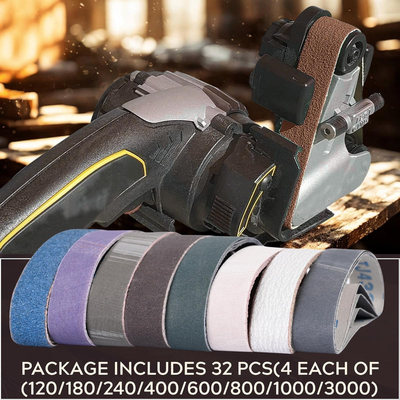 Sanding Belts 19 x 305 mm Grit 120 to 3000 Pack of 32 19x305mm