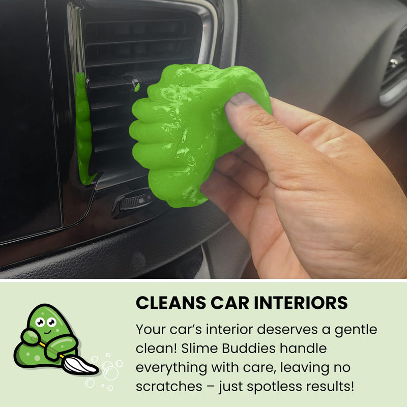Slime Buddies Cleaning Gel | Apple Scented | Car Interior, Cup Holder, & Keyboard Detailing Tool | Reusable Slime | Putty for Loose Dust & Dirt