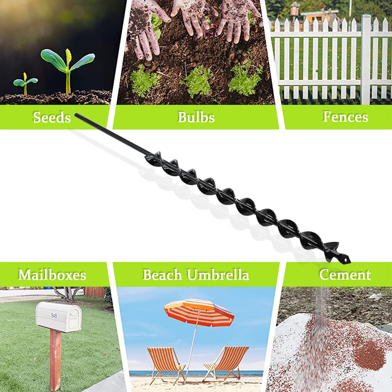 TCBWFY 24 Inch Auger Drill Bit for Planting - 1.2"x24" Long Handle Easy Planter Garden Auger - Bulb & Bedding Plant Augers - Post Hole Digger for 3/8”Hex Drive Drill 1.2"x24"