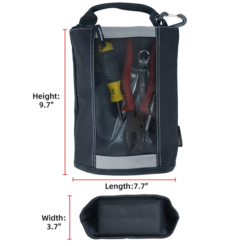 MELOTOUGH Zipper Tool Pouch Zipper Bag -Fastener Bag with Mesh Window and Carabiner Clip (4, Grey) 4 Grey 4pack
