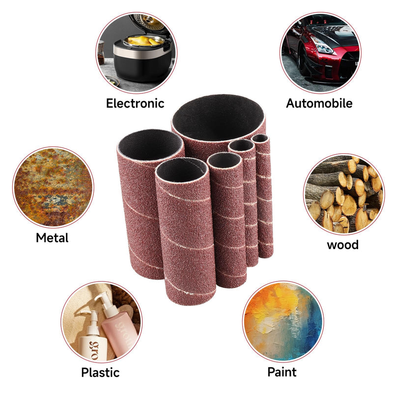 Shineboc 12 pieces 114mm sanding sleeves for eccentric sanding, grit 240, 2 x Ø 13-19-25-38-51-76 mm