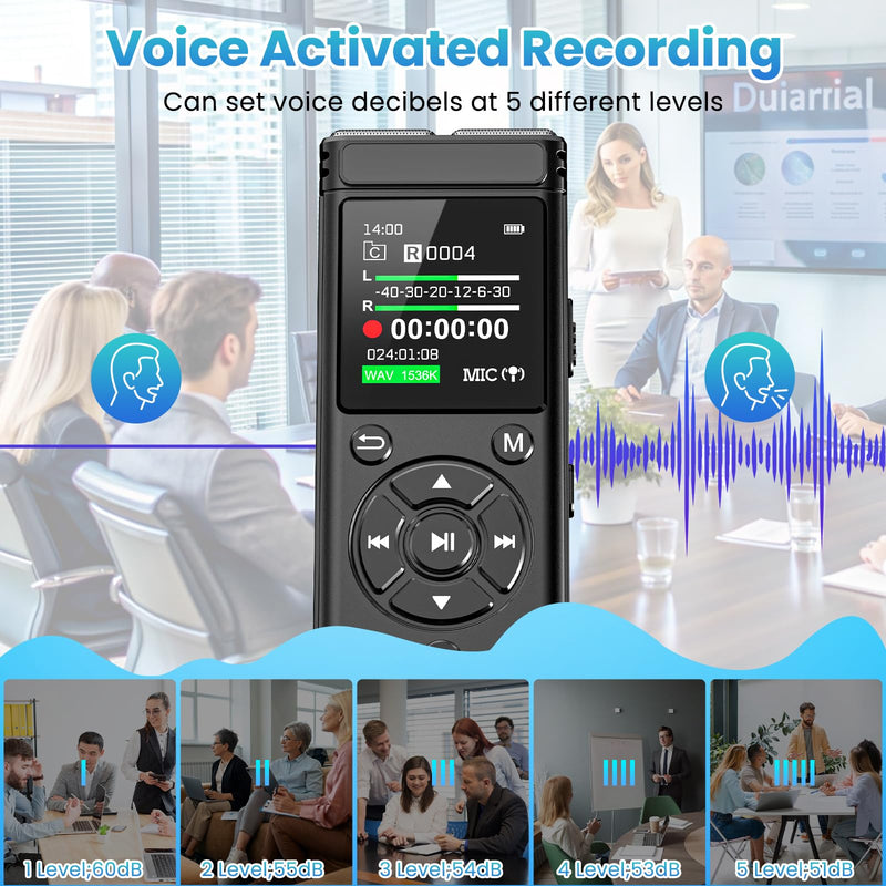 136GB Digital Voice Recorder with Playback,9000 Hours Audio Recording Device,Voice Activated Recorder with Noise Reduction,A-B Repeat,Mp3 Player and Password for Lectures Meeting/Classes/Interviews 136GB
