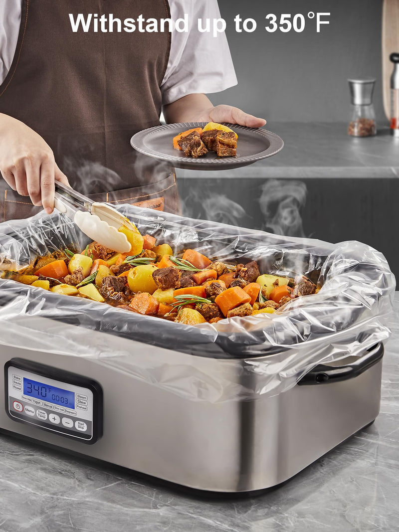 SMARTAKE Electric Roaster Liners, 20 Count Disposable Roaster Liners, Fits 16, 18, 22 Quart Roasters, Roaster Pan Oven Liners Plastic Cooking Bags for Instant Cleanup, 18 x 34 Inch 20-Pack