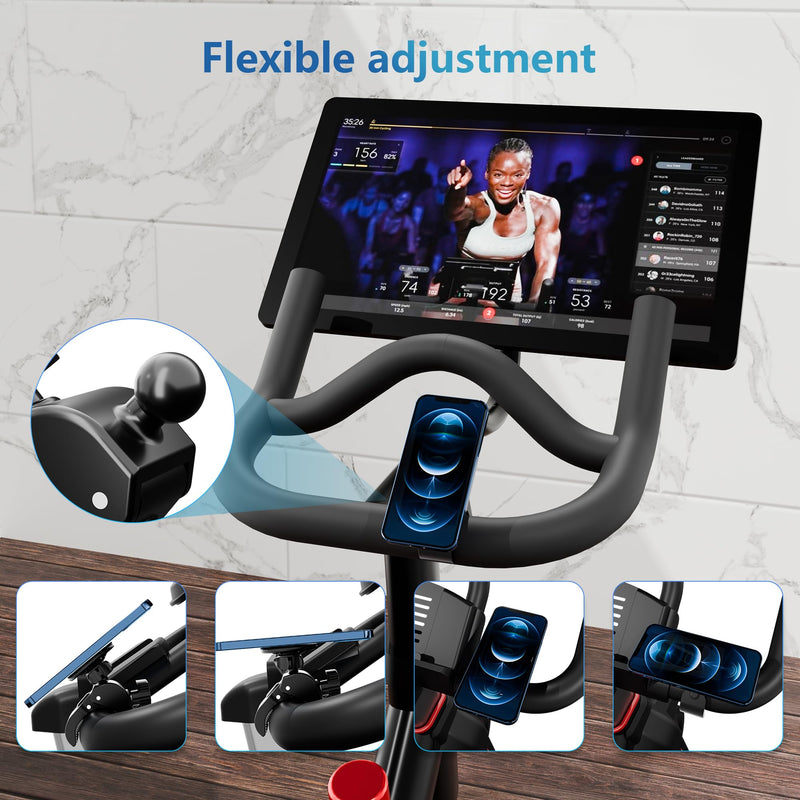 Magnetic Phone Holder, Strong Magnet Bike Phone Mount with Two Metal Rings, for Indoor Gym Equipment(Compatible with Peloton Bike)/Stroller/Treadmill, for MagSafe iPhone Samsung and All Phone Black