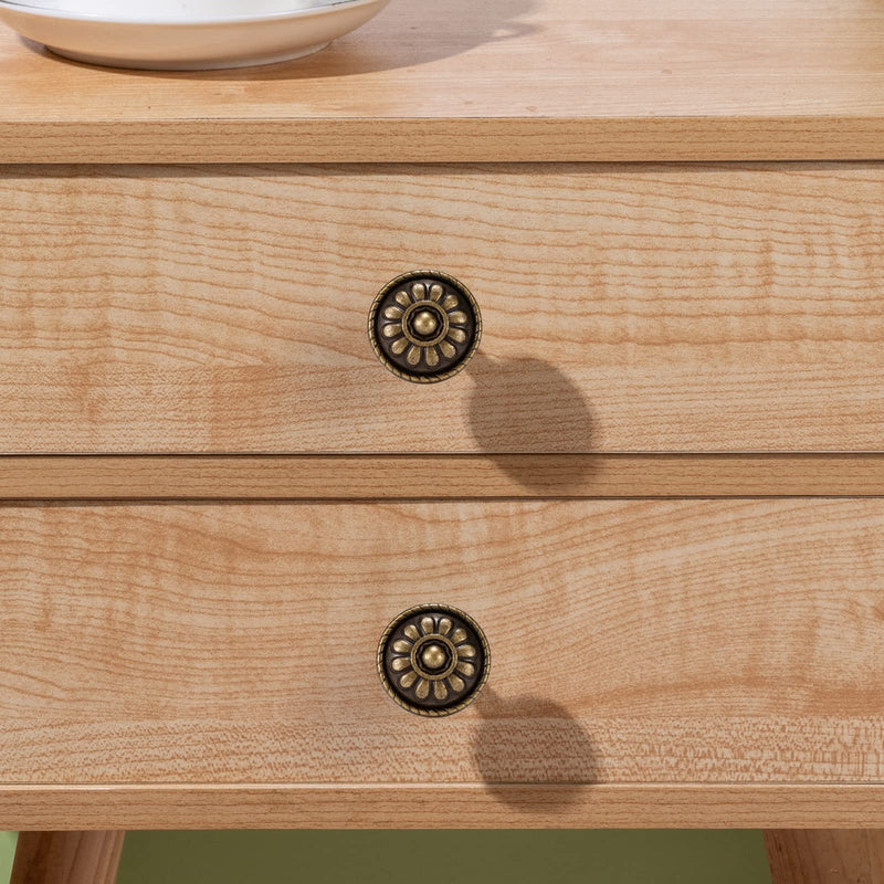 15 Pack Antique Brass Drawer Knobs, Vintage Dresser Drawers Knobs, Solid Round Cabinet Knobs, Single Hole Cabinet Hardware for Refinished Furniture, Diameter-1.18in 15 Pcs brass knobs