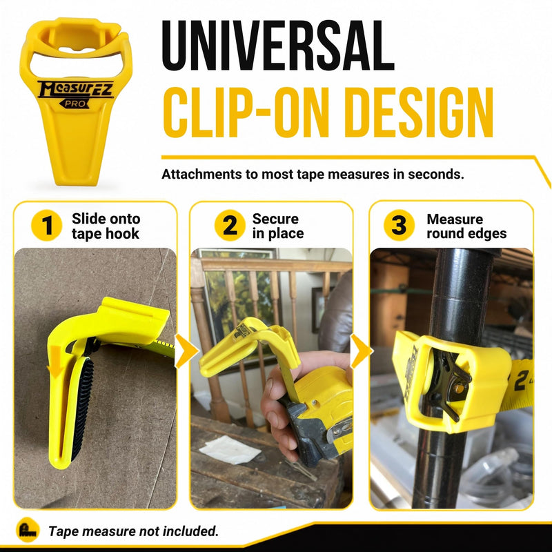 No Slip Tape Measure Hook Extension | Rubber Grip Hook for Round Edges (2 Pack) | Measure Pipes, Columns & Curved Surfaces | Do-It-Yourself, Handyman, Construction Gift & Stocking Stuffer | USA Made 2 pack