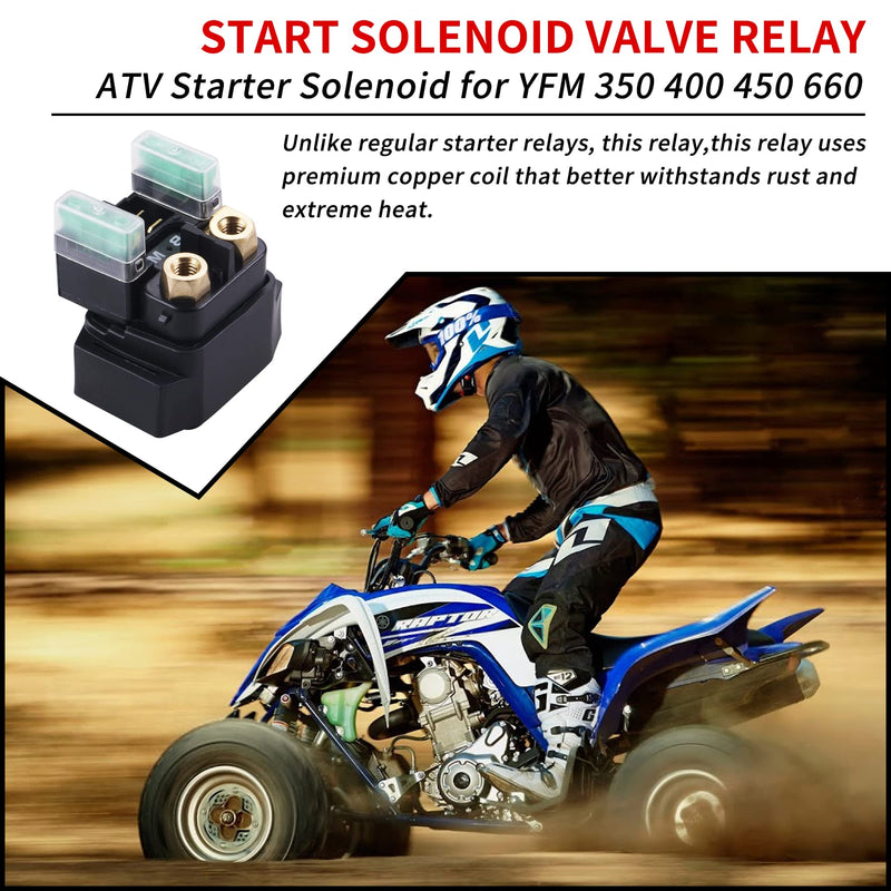 Starter Solenoid Relay for Yamaha - ATV Starter Solenoid for YFM 350 400 450 660 - Raptor Grizzly Kodiak Wolverine Big Bear