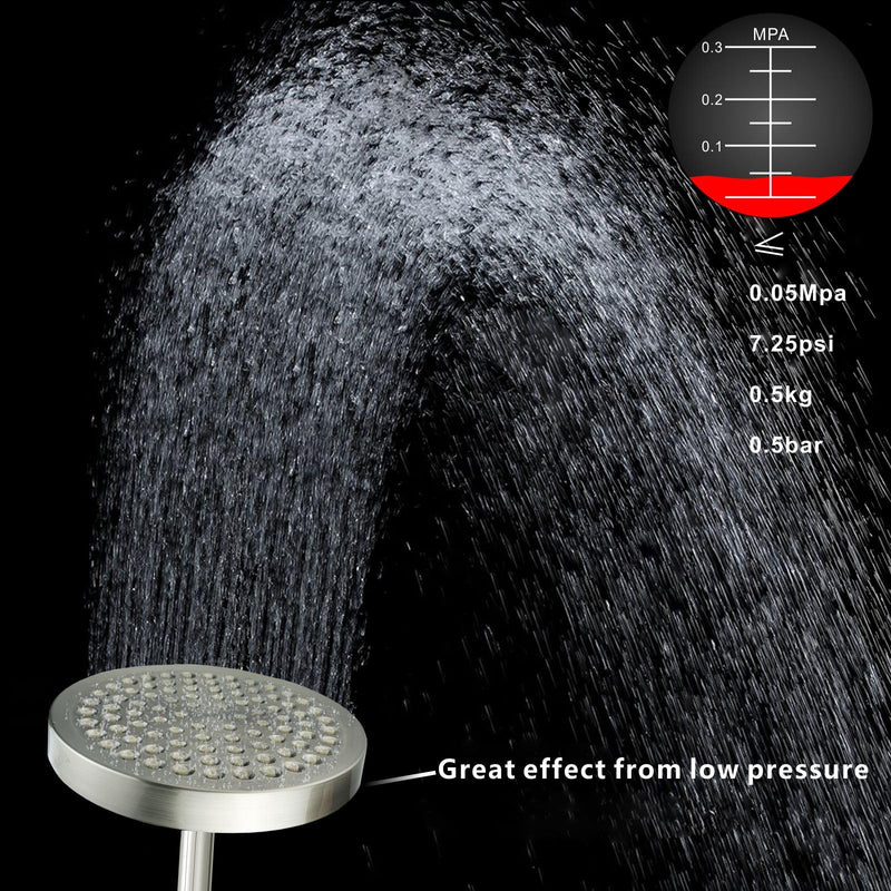 Voolan High Pressure Rain Shower Head, 6" Pressure-Boosting, Ideal for Replacement Fixed Bathroom Showerheads, Easy to Install, Renter-Friendly (Brushed Nickel) Brushed Nickel