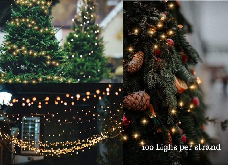 Soft Magic Twinkle Christmas String Lights 100 LED (Warm White) 36 FT, Plug in, Connectable Waterproof Green Wire, Decorations Indoor Outdoor Patio Yard Garden Wedding 100 Lights Warm-White