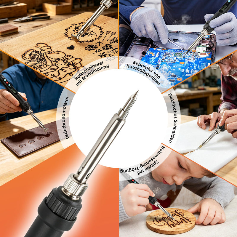 Pyrography Torch & Pyrography Soldering Iron Set 71-in-1, 80W LED Temperature Adjustable 180-500°C with Switch, Wood Burner for Engraving for Wood, Leather, DIY Art & Gifts - for Professionals & Hobby
