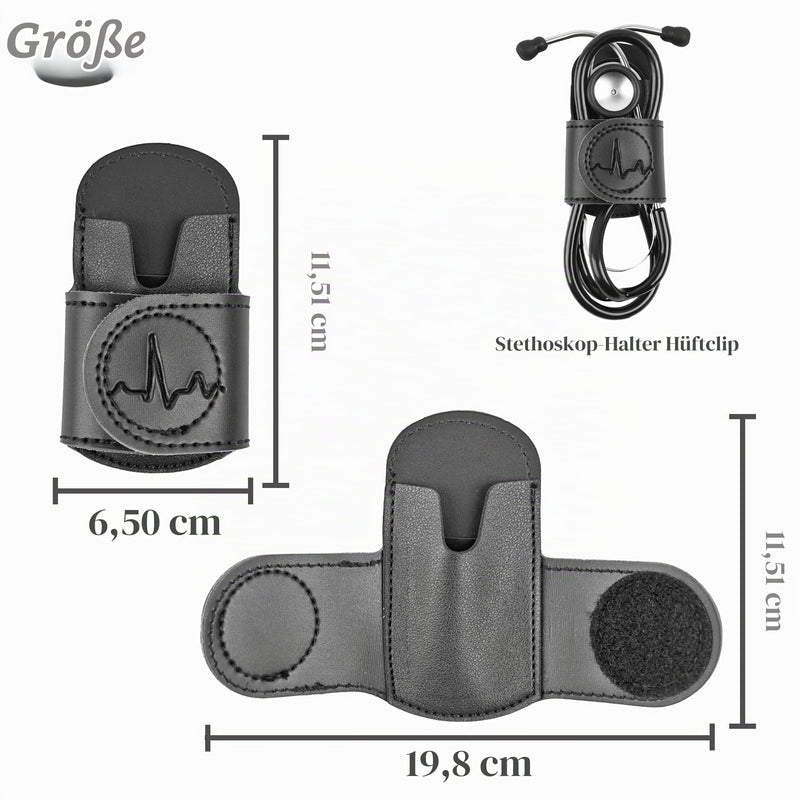 PU Leather Stethoscope Holder with Clip for Belt, Stethoscope Holder, Stethoscope Holder with Clip for Doctors and Nurses (1-Black) 1 pc. 1-Black