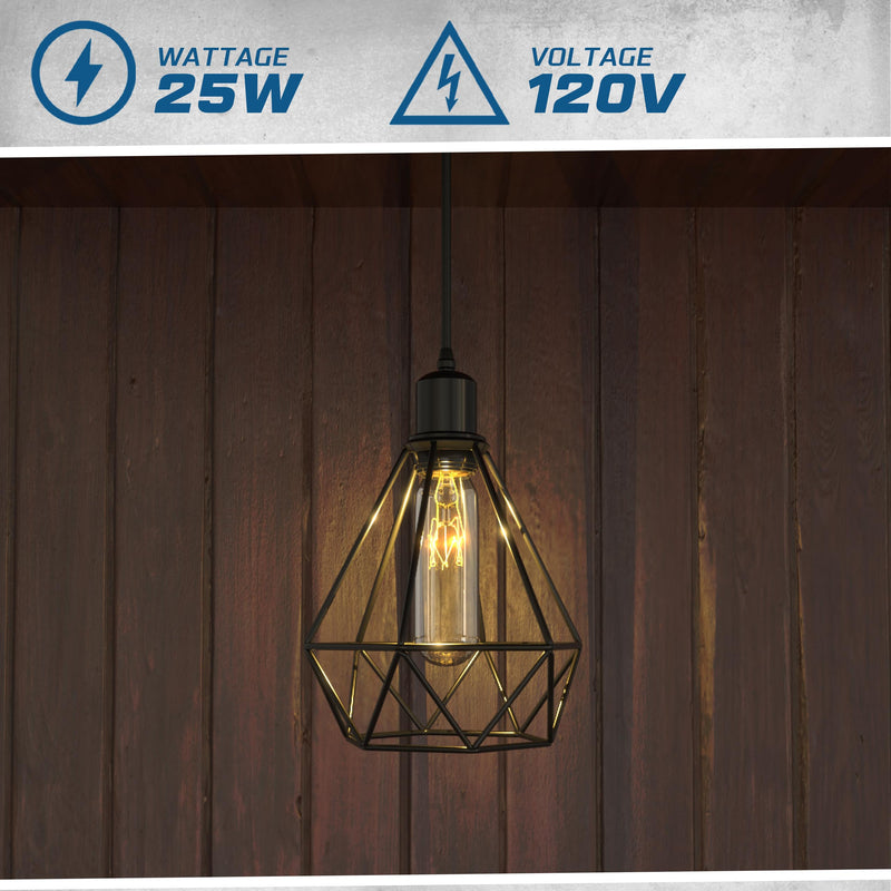 Mini T6 Tubular Incandescent Light Bulb (24-Pack) 25W Bulbs, Clear Glass, Dimmable Warm White 2700K 180 Lumens E12 Candelabra Base 2.5 Inch Short Decorative Accent Bulb 24