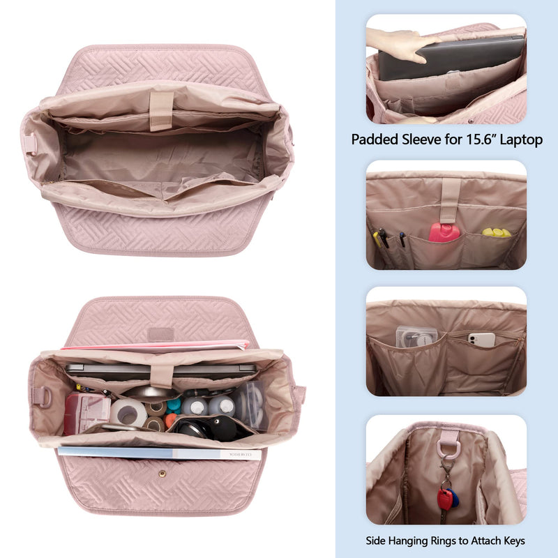 Fasrom Portable Medical Bag First Aid Bag with Laptop Compartment Pink | With padded 15.6 inch laptop compartment, 2 separate layers, 3 pen loops, 4 inner and outer pockets for students